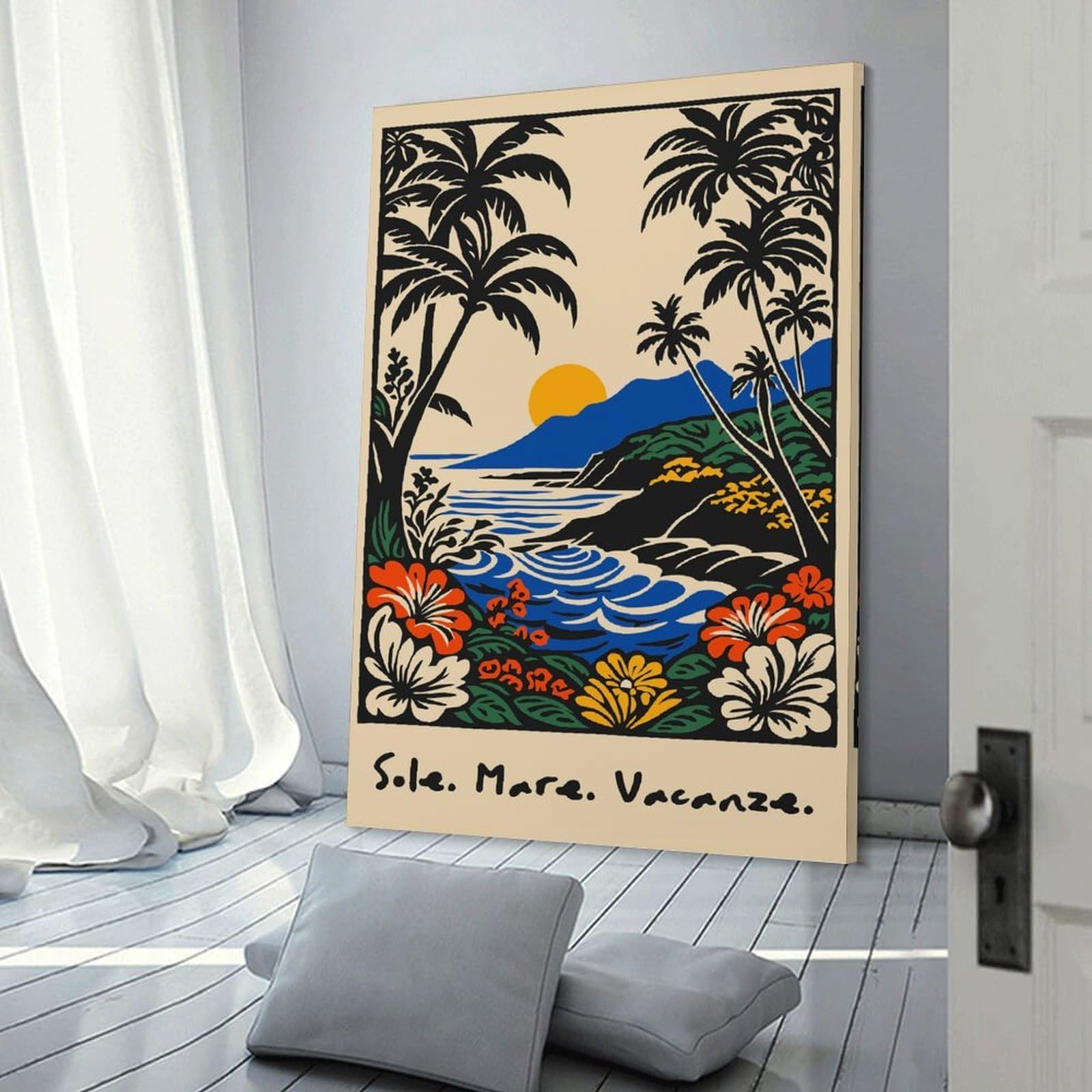 Junmoney Tropical Beach Vacation Art Print Wall Decor Canvas Print, 08x12inch(20x30cm), for Wall Displays, Bedrooms Or Room Updates, Wall Decor Suited to Curated Displays