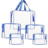 Vista 14 de Kit de 3 piezas de artículos de aseo de viaje de PVC transparente para mujeres y hombres, organizador de embalaje de vinilo impermeable, bolsas