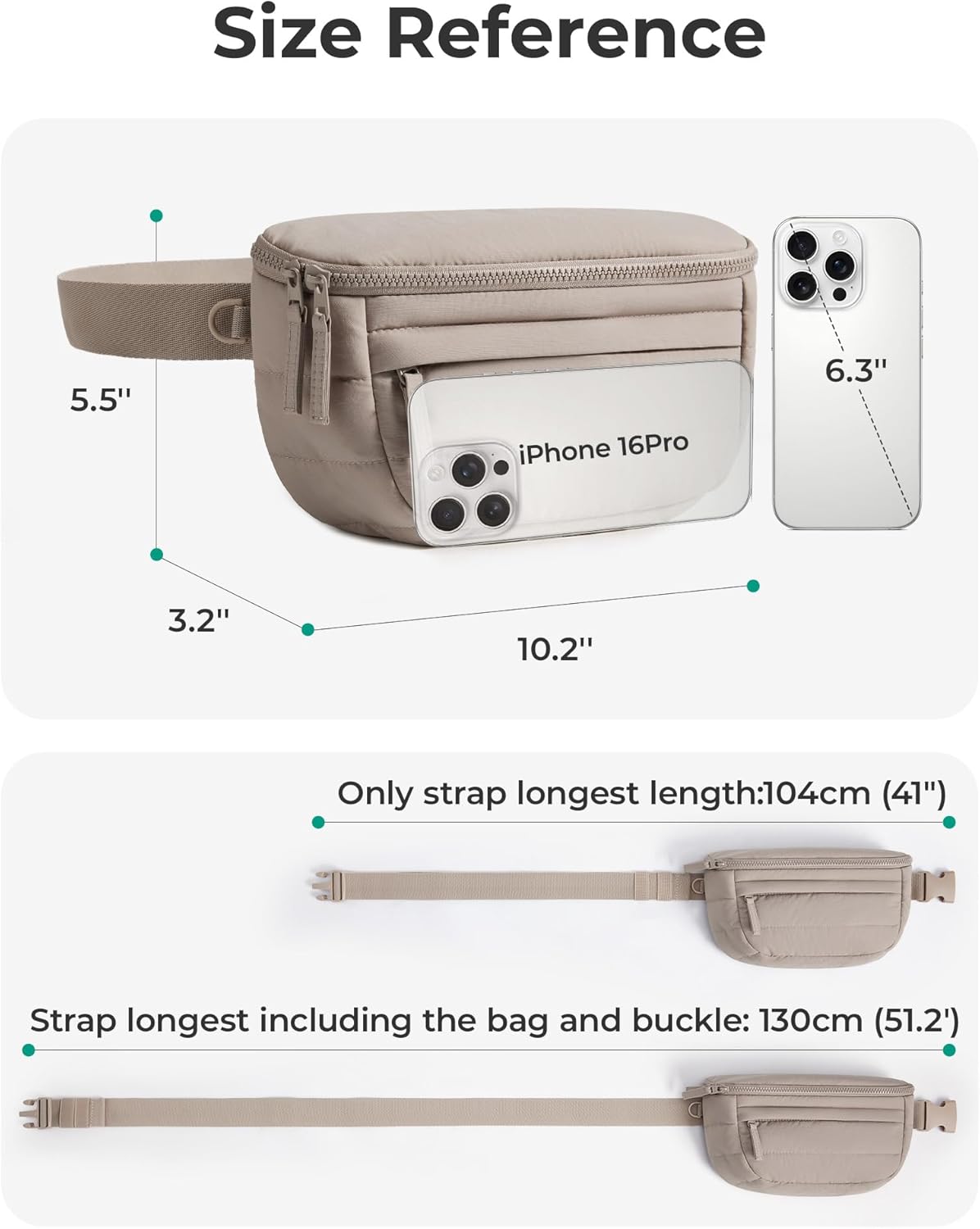 BAGSMART Fanny Packs for Women Cross Body, Lightweight Puffy Belt Bag with Multi Pockets Quilted Purse for Traveling Hiking Black - Image 5