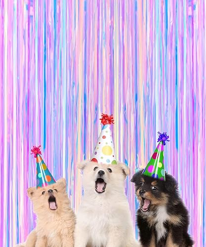 Miniatura 5 de asunflower Cortina iridiscente con flecos para decoración de fiesta, 9.8 pies, cortina de oropel iridiscente, cortina para decoración de fiestas