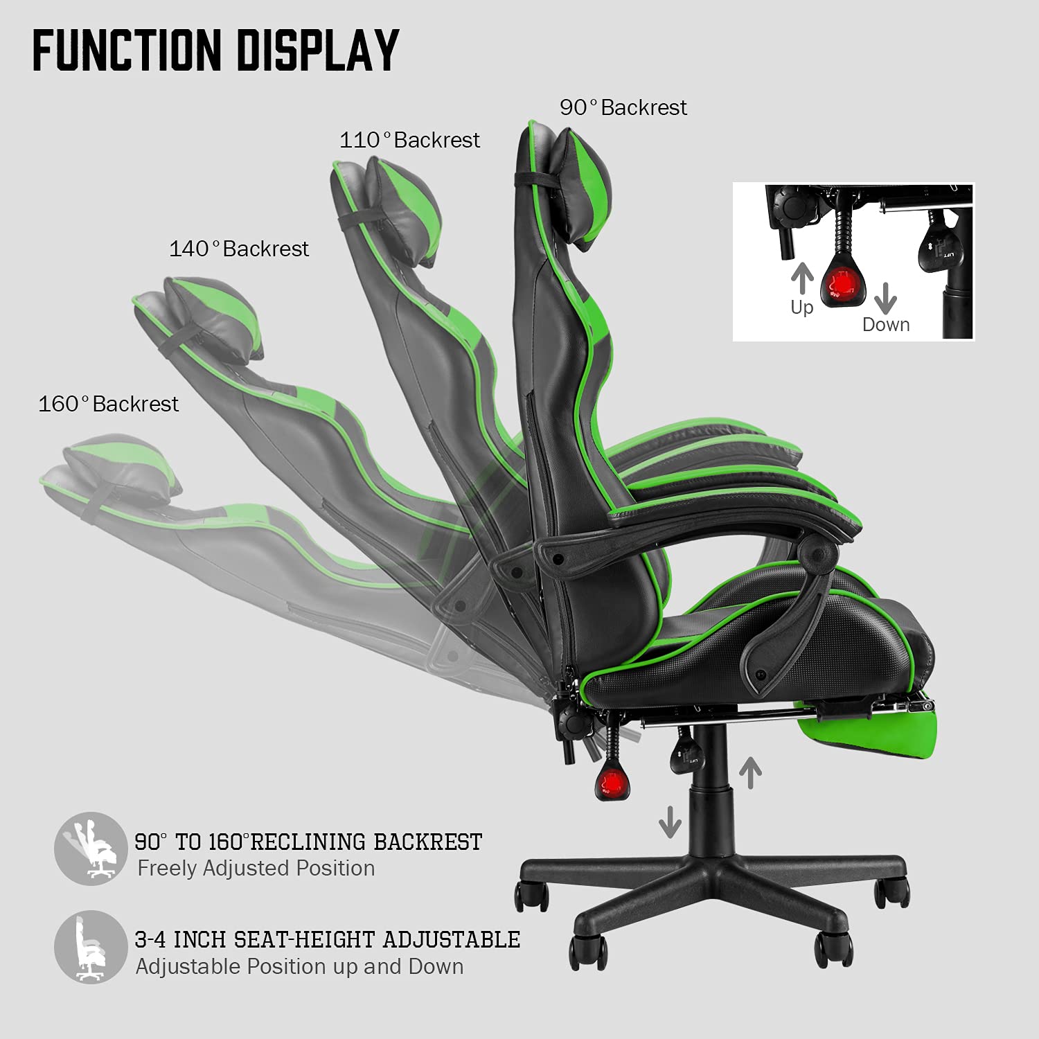 Buy Soontrans Game Chairs for Adult,Green Gaming Chair with Footrest