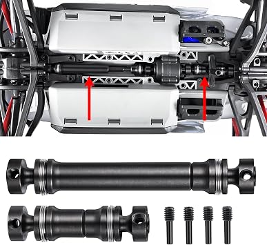 SWX 2PCS RC Drive Shaft Steel Front & Rear Center Shaft Length 70-95mm / 44-47mm Compatible with 116th TRX Mini E-REVO Summit Slash 4X4 RC Crawlers Car Upgrade Parts
