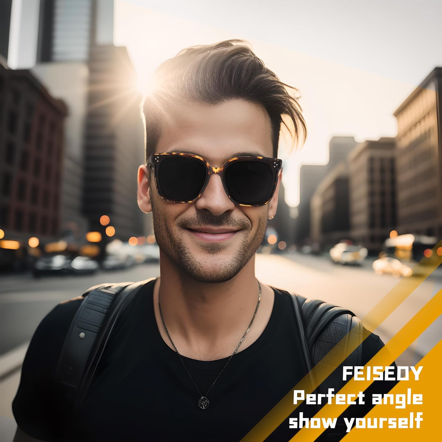 FEISEDY Oversized Polarized Sunglasses - UV400 Protection, Square Fashion Sun Glasses for Outdoor & Daily B2600 - Image 2