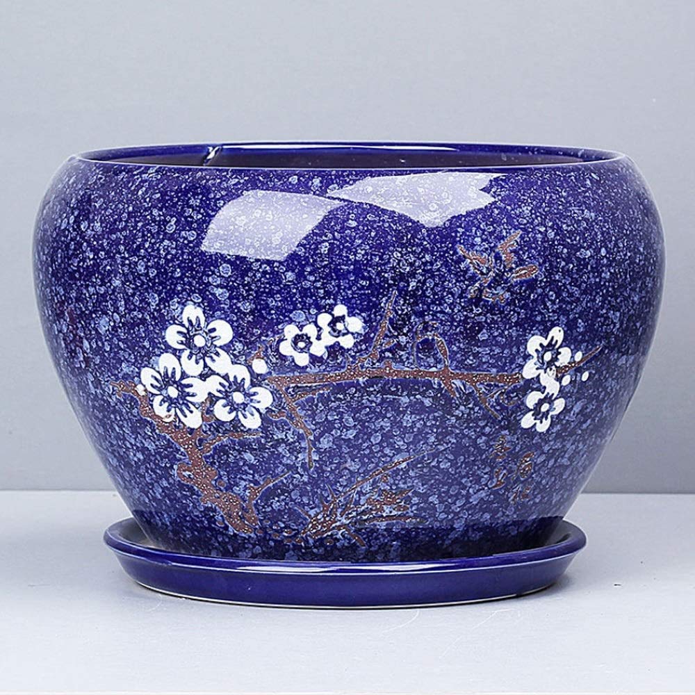 Europejskie Niebieskie Doniczki Ceramiczne Bardzo Duży Salon Osobowość Umywalka Na Rośliny Z Otworem Drenażowym Doniczki Do Bonsai Ogród Dekoracyjny Stojak Na Kaktusy Ceramiczny Przeszklony Pojemnik