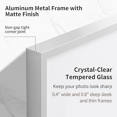 Miniatura 44 de Fun Memories Portarretratos de metal de 16 x 20 pulgadas con paspartú de 11 x 14 pulgadas, acabado de aluminio cepillado, parte delantera de vidrio