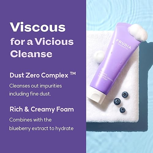 Miniatura 2 de WELCOS FRUDIA Blueberry Gel limpiador hidratante a espuma  Limpiador facial hidratante para hombres y mujeres  Lavado facial para piel seca, piel