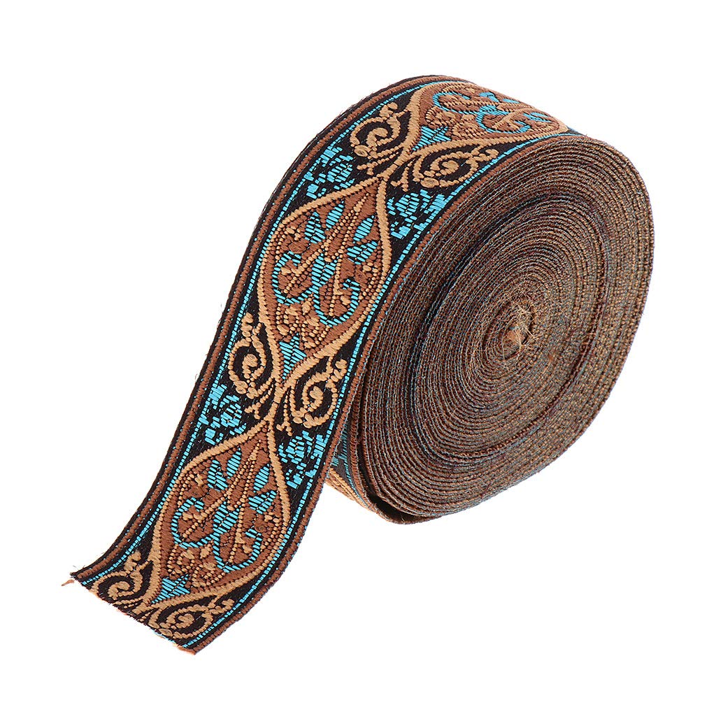 Juego de 10 cintas de tela jacquard de 5 m para costura y manualidades, 3 cm, color azul