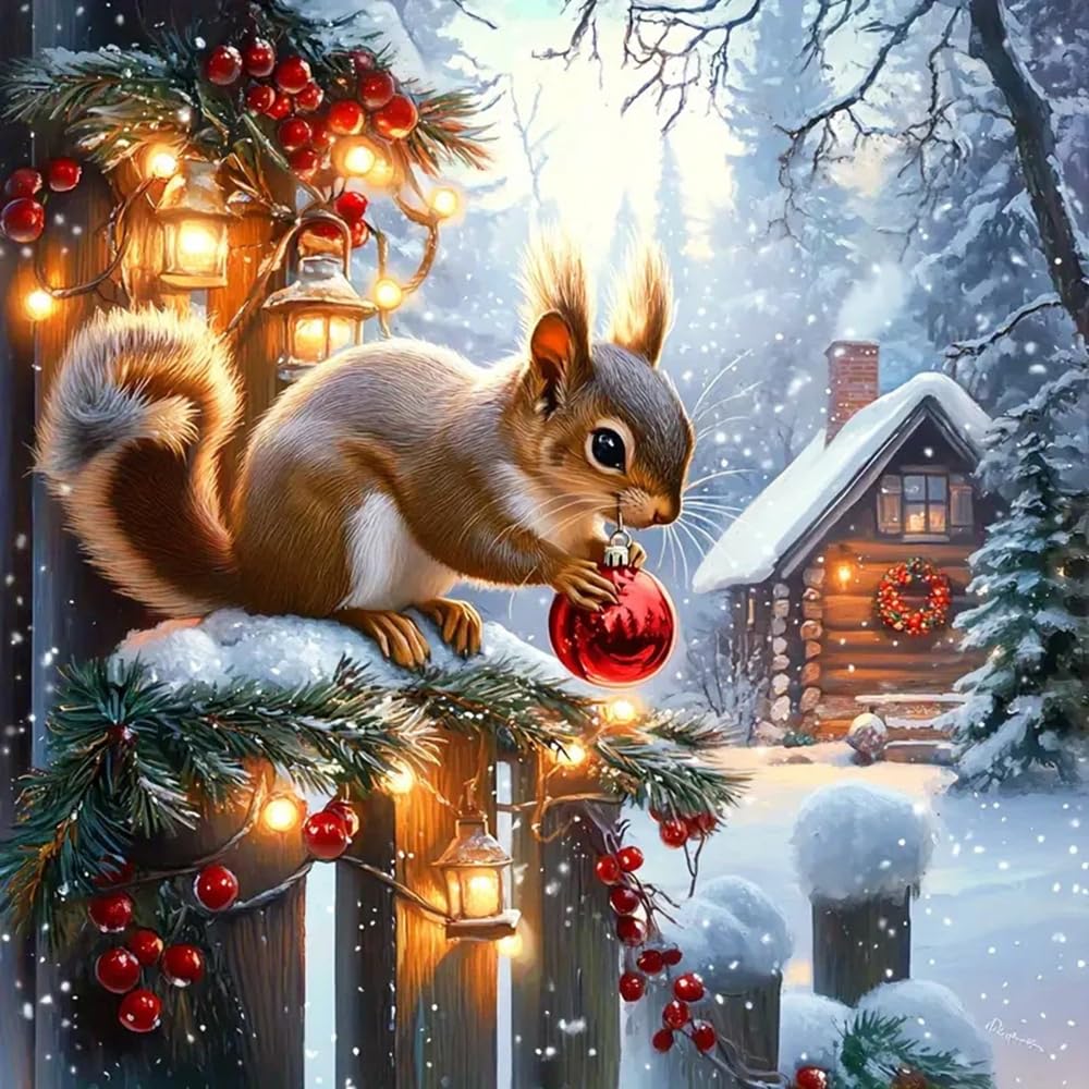 Huacan Cross Stitch Kits Stamped Christmas Full Range 11CT DIY Snow Embroidery Kit for Adults Beginners 16 x 16 in