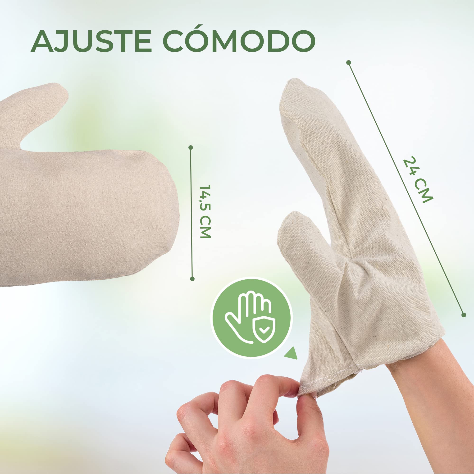 MASSAGE-EXPERT Guantes de seda Garshan de seda cruda [1 par]. Para peeling, Ayurveda, masaje en seco y celulitis. Grande