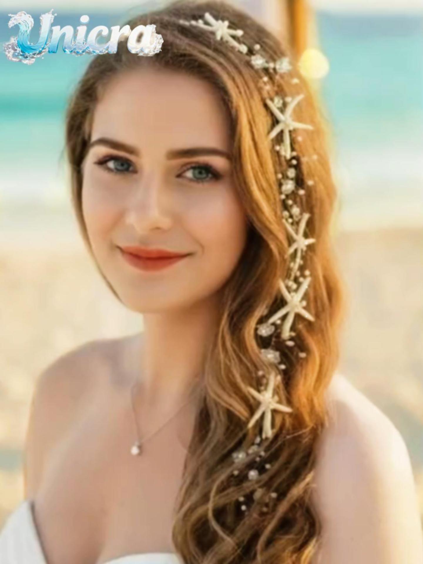 Amazon.com: Unicra Starfish Bride Wedding Hair Vine Pearl 