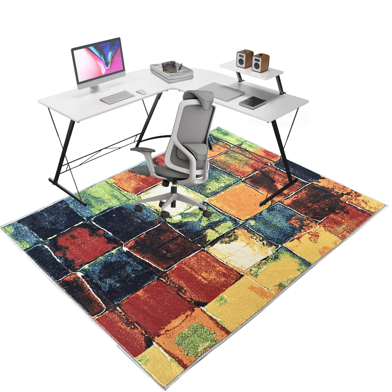 Office Chair Mat 70 x 80 cm, Floor Protector Rug for Gaming Rolling Chair, Carpet Protectors Non Slip, Computer Desk Floor Mats for Home Office Hardwood Floors Kitchen Living Room, Easy to Clean