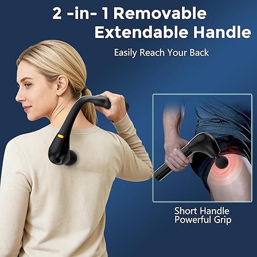 Miniatura 2 de Back Massager for Pain Relief Deep Tissue, 2-in-1 Detachable Forms Percussion Massage Gun, Massage Gun Deep Tissue with 4 Heads & 5 Intensity Levels