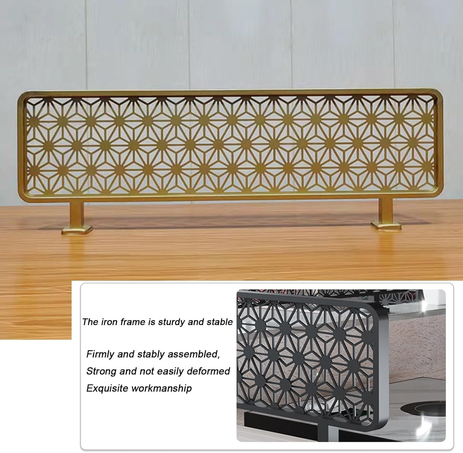 Elegant Gold HOL Out Iron Dividers for Dining & Office Spaces, Stylish Non-Fading Decorative Partitions, Easy Install 70cm Desk Separators &