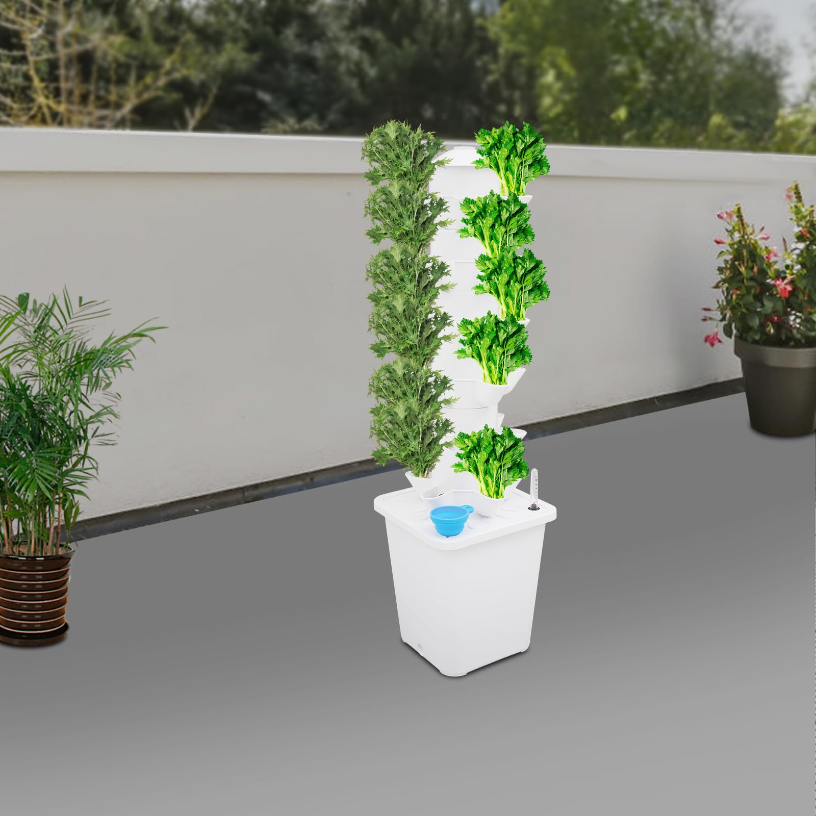 30 Löcher Hydroponic Tower, 6 Etagen Tower Growing System Kit, Hydroponisches Anbausystem mit Hydratationspumpe und Skala-Anweisungen, Garten Hydroponischer Turm mit 10L Wassertank für Obst/Gemüse