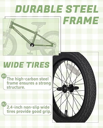 Miniatura 7 de Bicicleta BMX Style para niños de 2 a 8 años de edad, niños y niñas de 12, 14 y 16 pulgadas, bicicleta con ruedas de entrenamiento, freno de