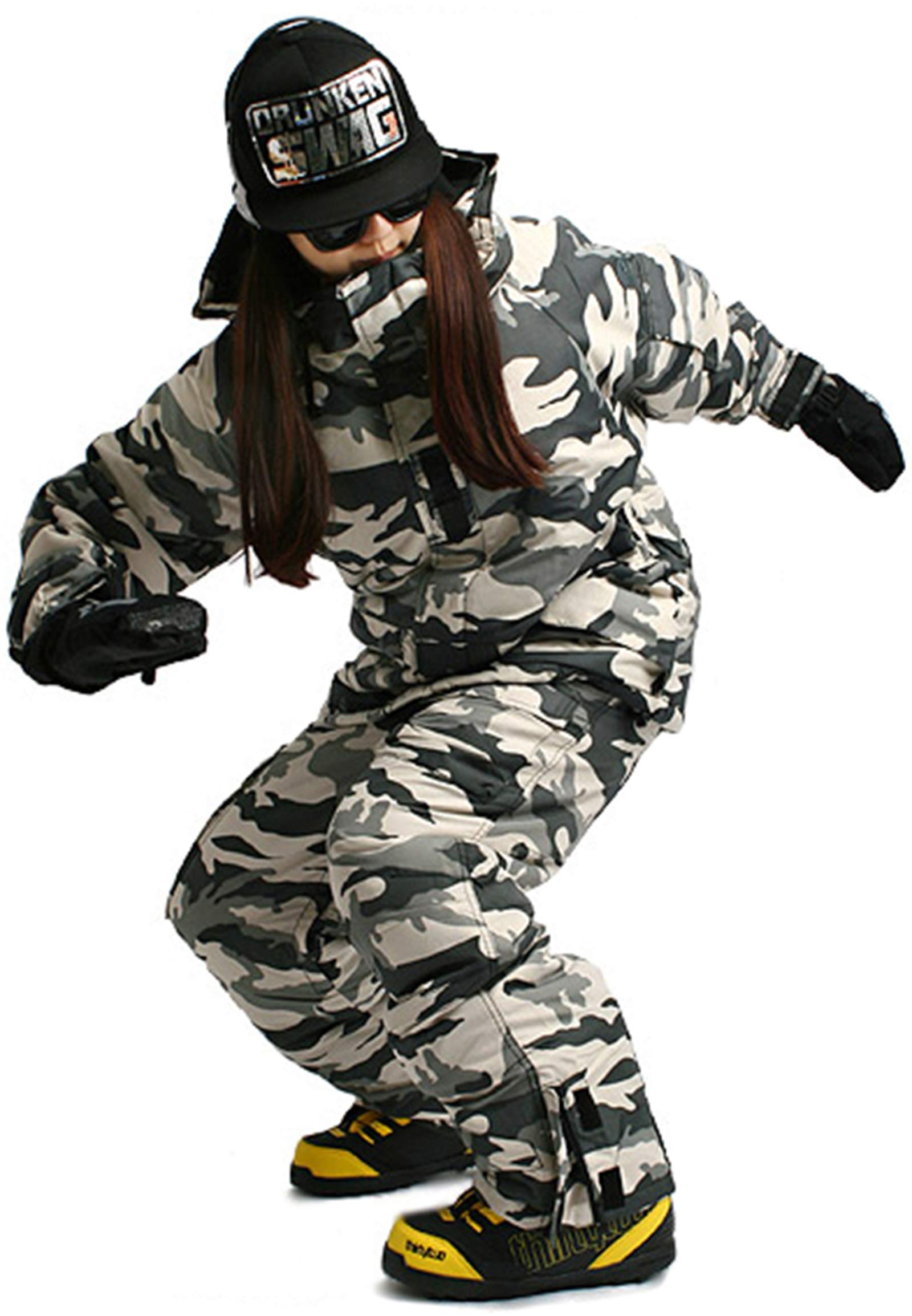 Ski Snowboard Wear Suit Parka Jacket Pants Trousers Set Camo