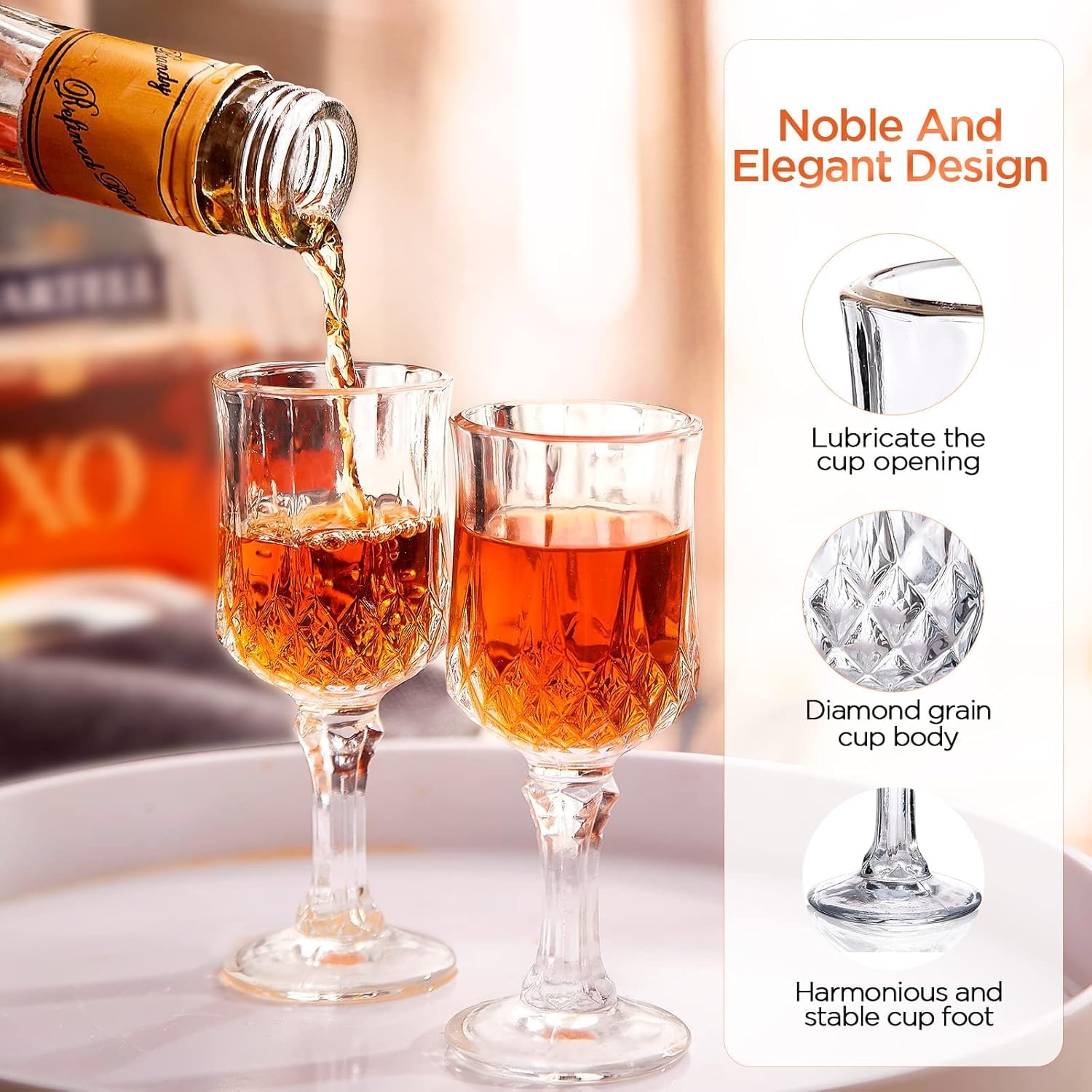 Crystal Cordial Glasses Set of 2-1.7oz for Sherry and Tequila Tastings (Set of 2)