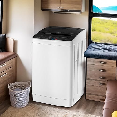 Miniatura 7 de Bonnlo Lavadora totalmente automática de 30 libras, lavadora portátil 2 en 1, lavadora de carga superior y secadora giratoria con bomba de drenaje,