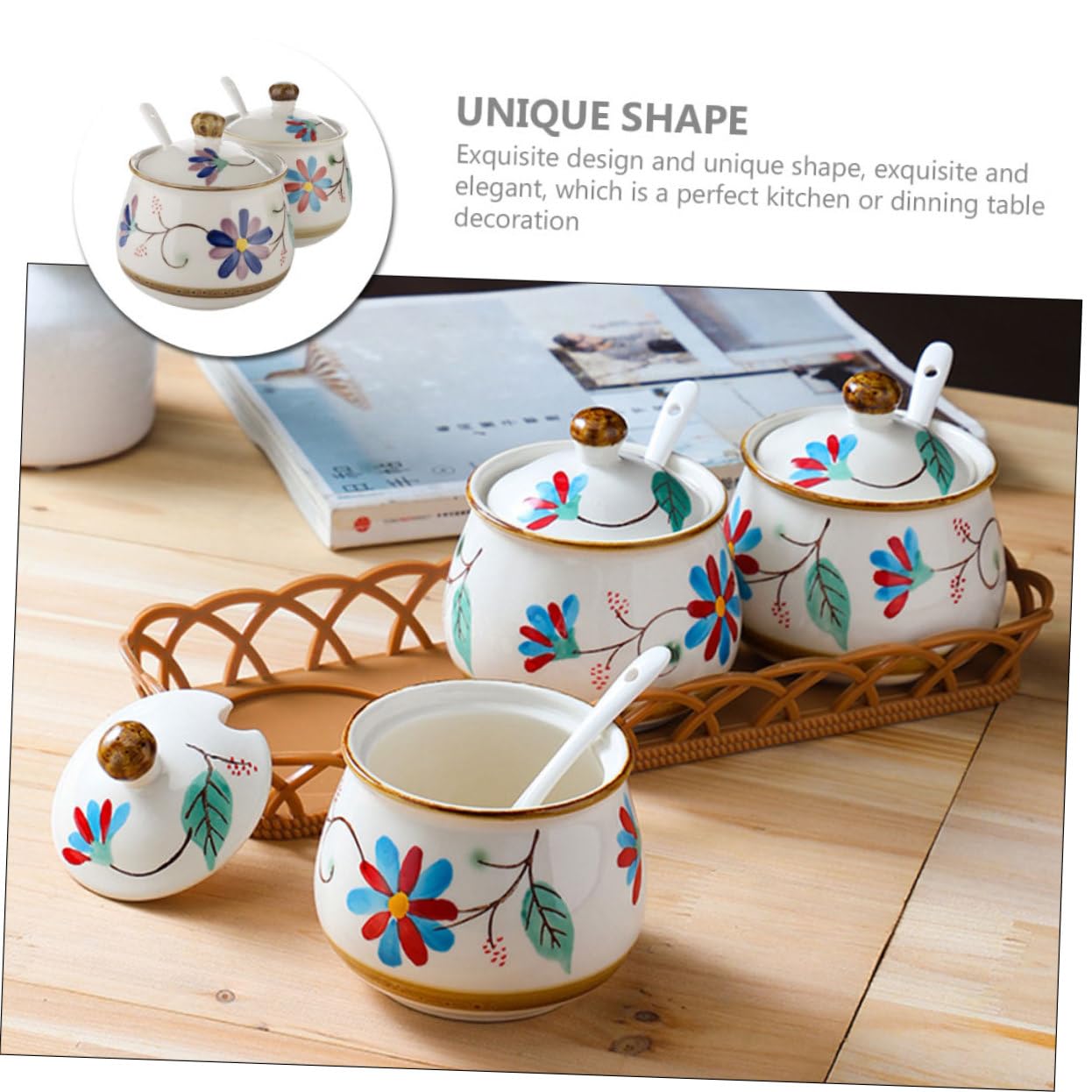 ABOOFAN Pot à Épices Ménager en Céramique 330ml 300ml, 1 Set