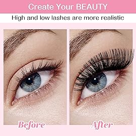 280 Pcs Individual Lashes 50D Mixed Lash Clusters 14 Rows Cluster Lashes that Look Like Eyelash Extensions DIY Lash Extension Self Application At Home (50D-D-14-20mix)