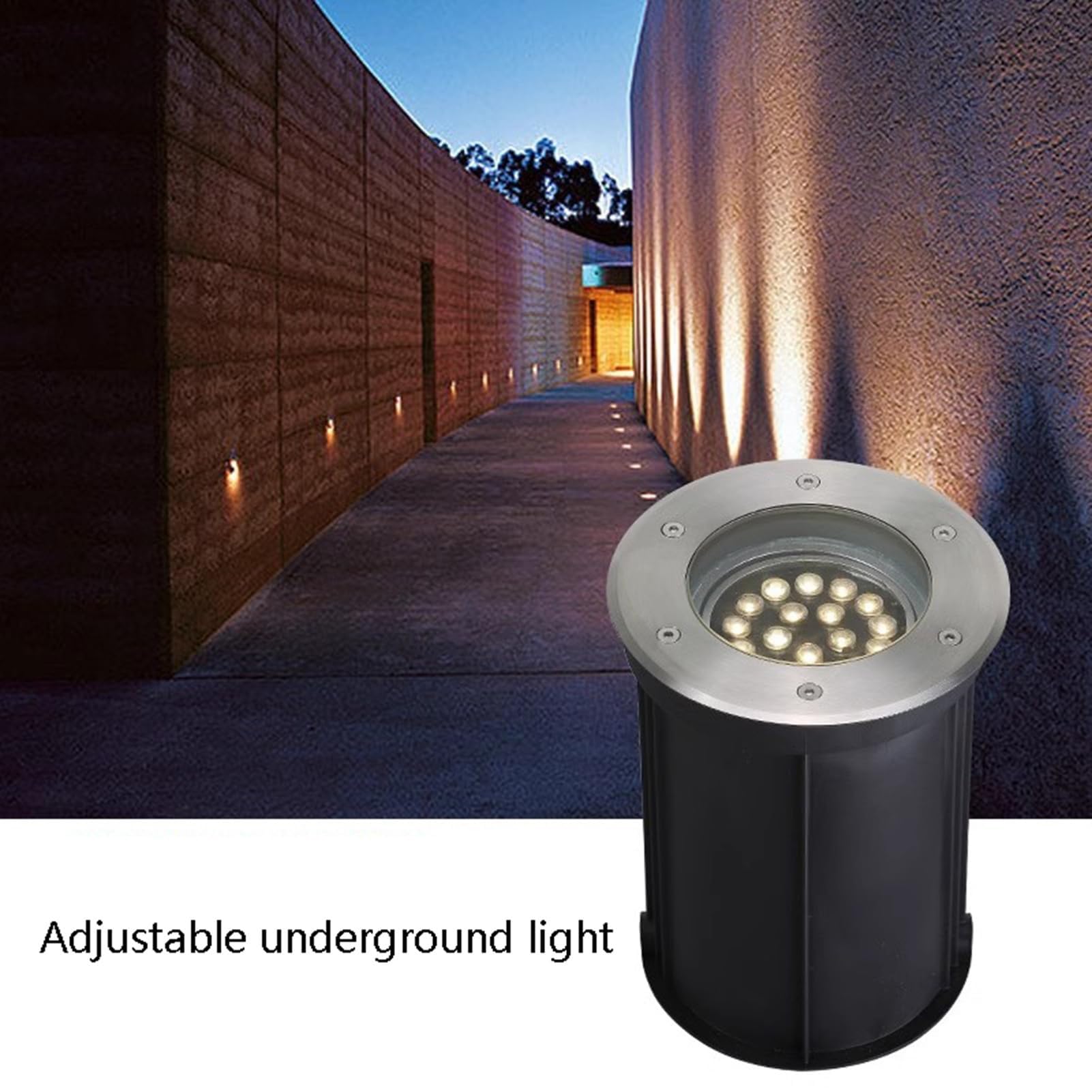 Lampa ogrodowa - zewnętrzna wpuszczana reflektor LED, wbudowany reflektor LED z regulowanym oświetleniem podziemnym AC85-265V, wodoodporne oświetlenie ogrodowe IP65, do okrągłej lampy krajobrazowej