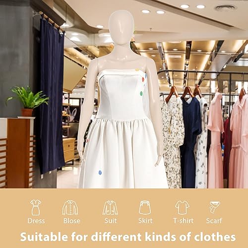 Miniatura 7 de Torso de maniquí de plástico con soporte, 39-56 pulgadas altura ajustable medio maniquí cuerpo femenino vestido forma maniquí para venta al por