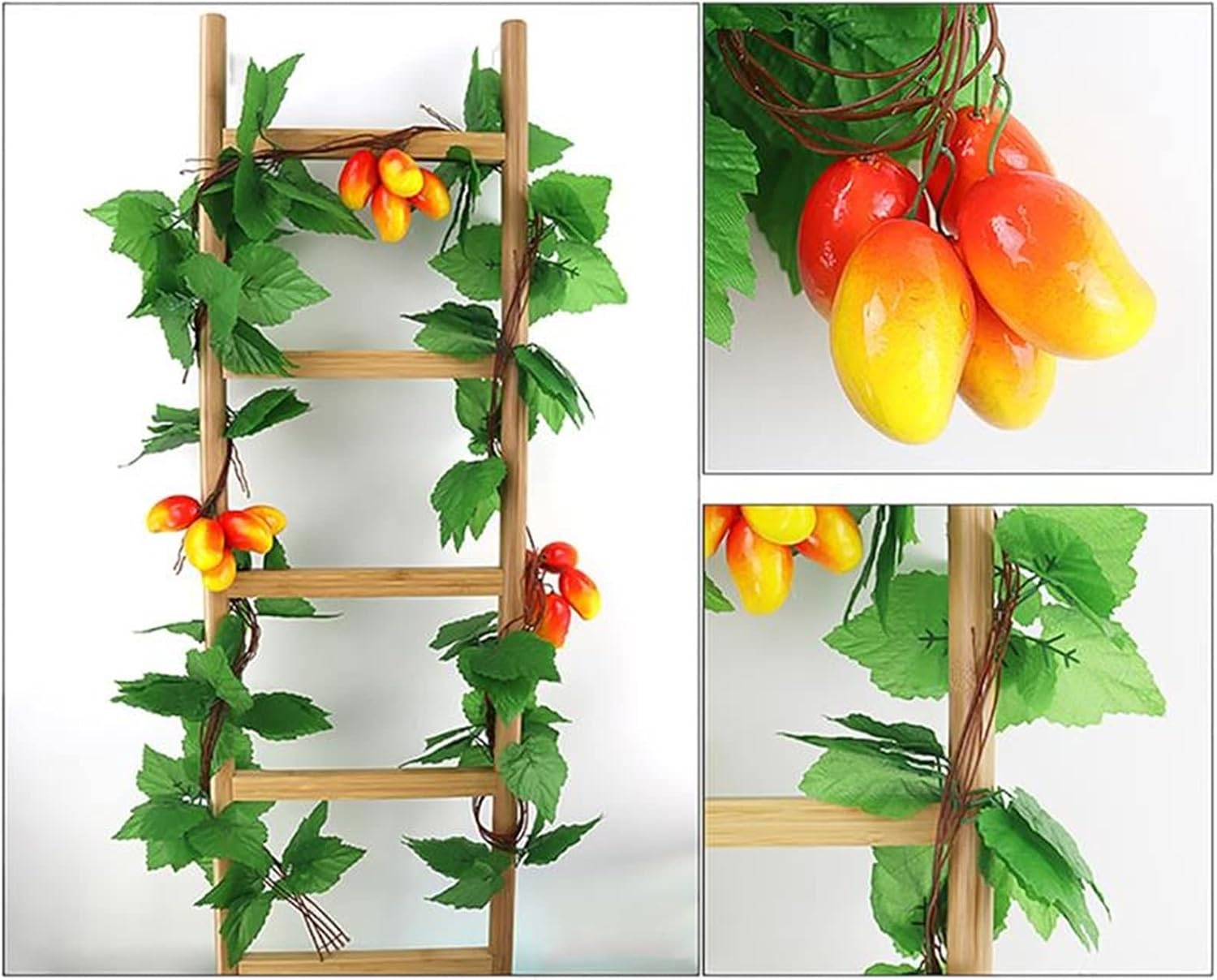 CAREG 5 Strings Artificial Vine Decorative Artificial Fruits Vegetables Fake Plant Compatible with Garden Yard Decor (Color : Yellow Peach)