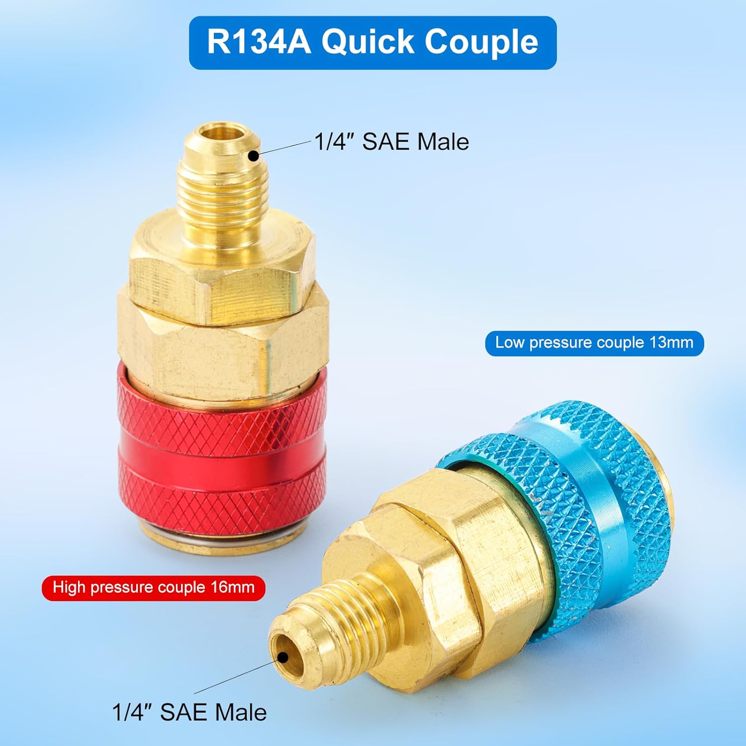 3 Way AC Manifold Gauge Set, 5FT Diagnostic Manifold Freon Gauge Set with High and Low R134A Quick Couple Adapter, Refrigerant Tank Adapter for R410A R134A R22 R12 HVAC System