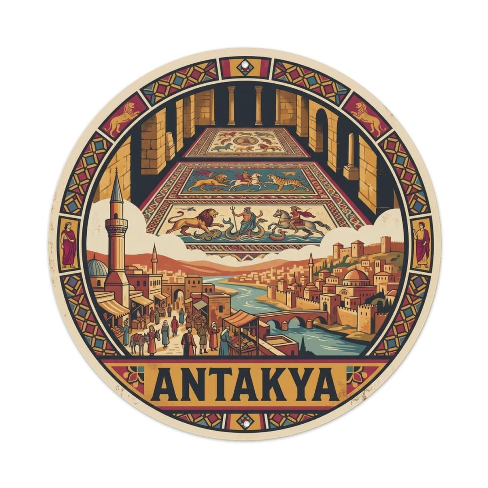 Antioch Mosaic Hatay Turkey Ancient Culture Metal Tin Sign