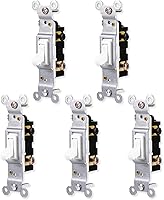 GE 15 Amp Single Pole Grounding Toggle Switch 5 Pack - White UL Listed Light Fan Wall Switch Replacement