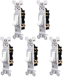 GE 15 Amp Single Pole Grounding Toggle Switch 5 Pack - White UL Listed Light Fan Wall Switch Replacement