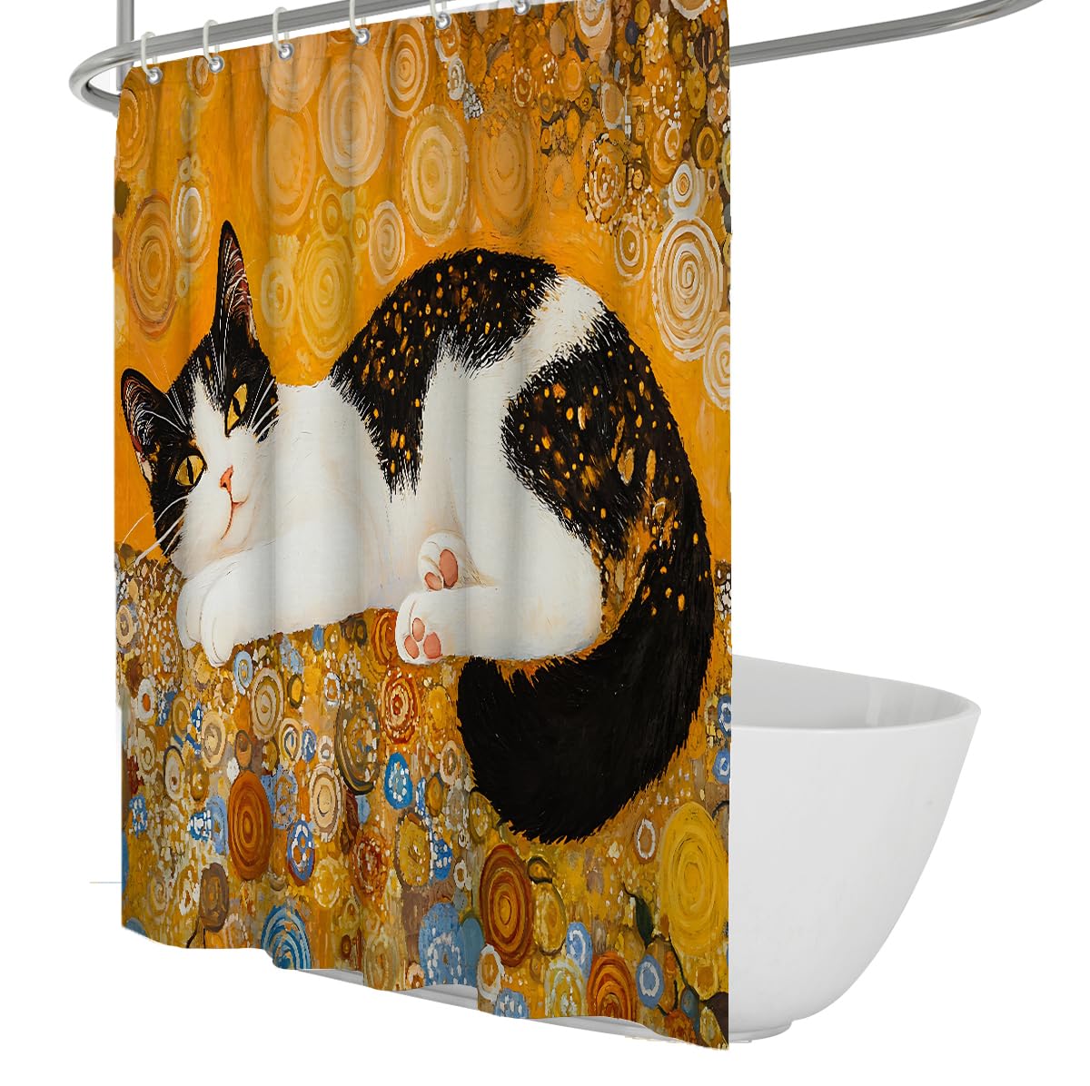 Classic Tree of Life Shower Curtain 240x180 Elegant Vintage Oil Pinting Waterproof Bathroom Curtain Boho Brown Bath Curtain Set with Hooks