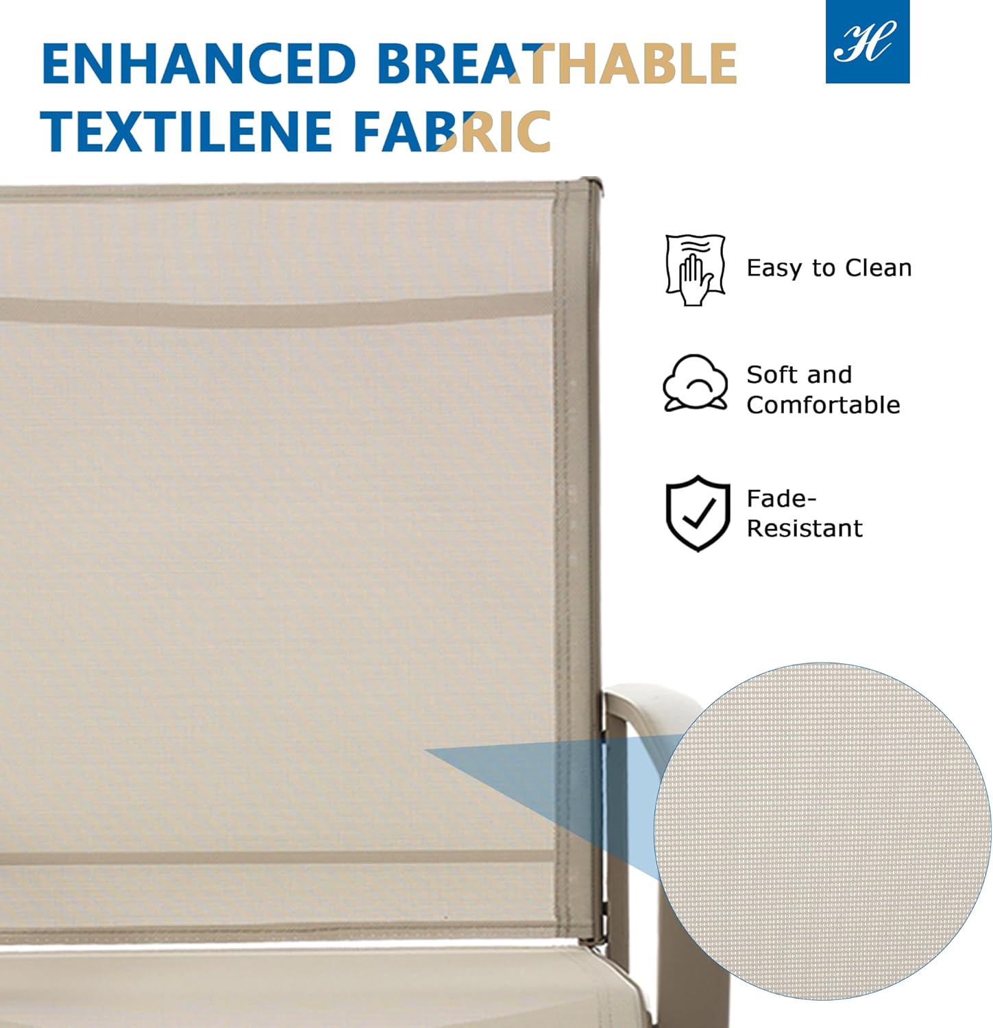 Outdoor Patio Swivel Dining Chairs Set of 2, All-Weather Swivel Rocker Chairs with Textilene High Back and Black Rust-Proof Metal Frame, Perfect for Patio, Lawn, Garden, or Backyard, Ivory