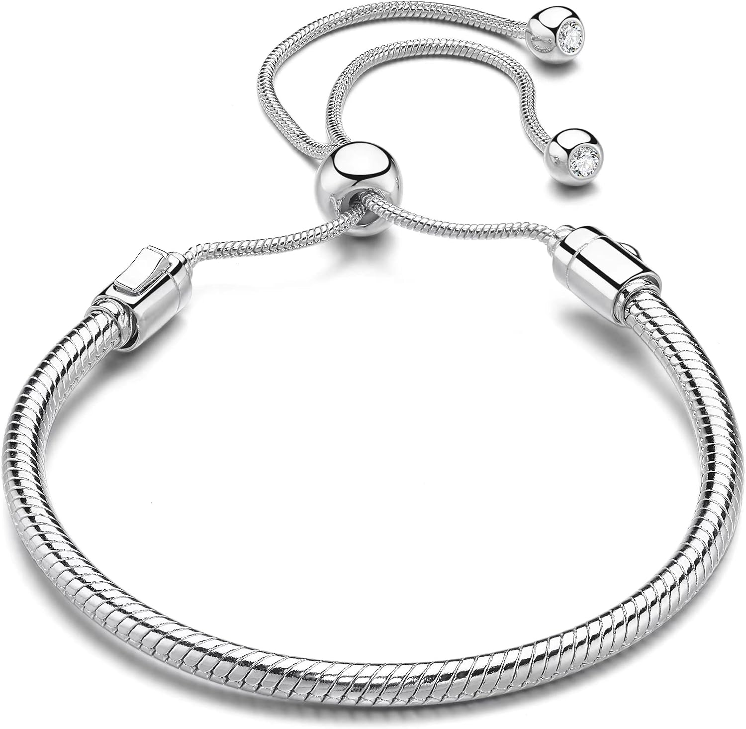 Charm Snake Pattern Bracelet S925 Sterling Silver 18k Gold Plated, Rose Gold Snake Pattern Pandora Bracelet, Gift for Women