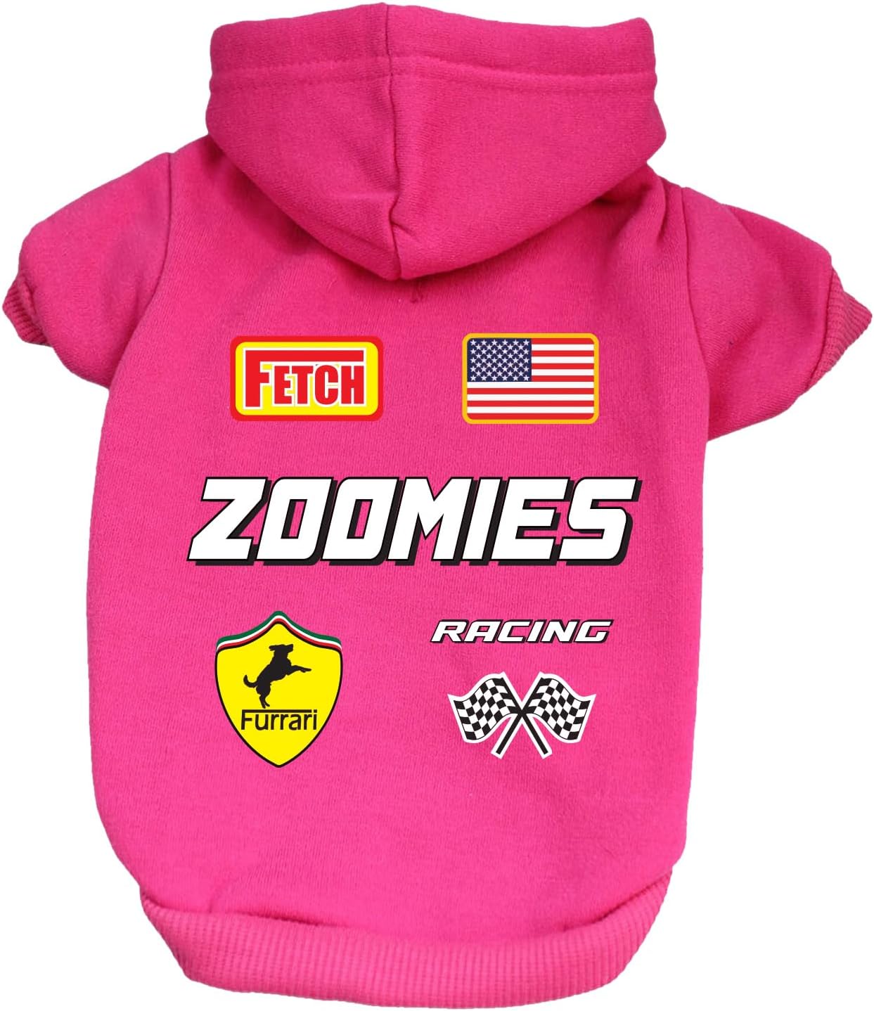 Zoomies Race Car Driver Costume Dog Hoodie | Fleece Lined |Leash Hole| Pit Crew | Chechered Flag | Fast|Cream, 4X-Large 1500