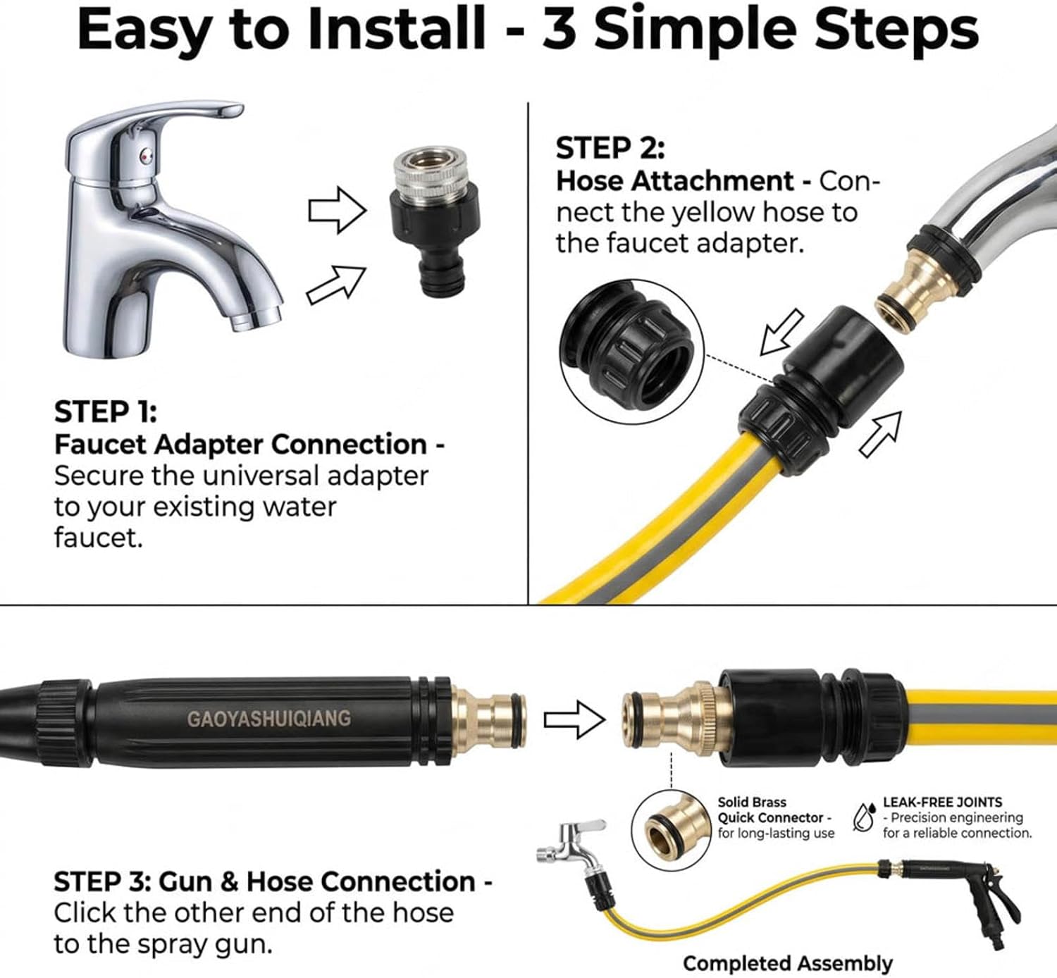 Garden Hose Pressure Washer Attachment With Connector Set Pressure Washer For Hose With Three Spray Modes, For Car Washing, Patio Cleaning, Watering image 3