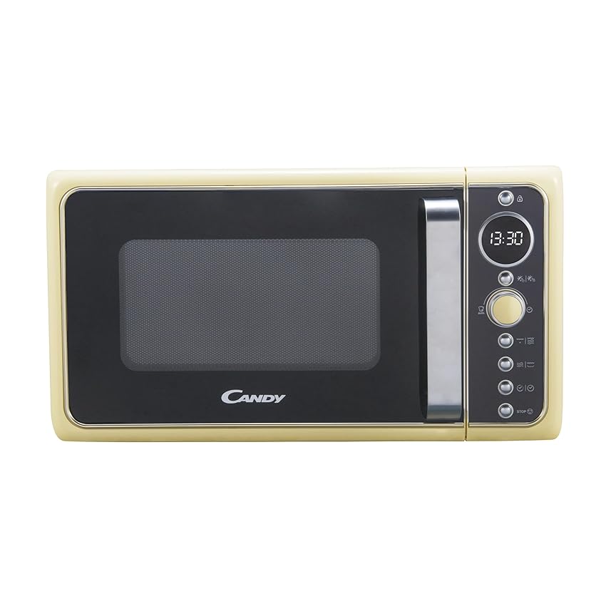 Candy Divo Forno a Microonde Vintage con Grill, 25 Litri, 900W, 6 Programmi di Cottura, Funzioni Crisp e Defrost, Child Lock, App hOn, Libera Installazione, 48,3 x 42,5 x 28,1 cm, Avena - DIVO G25CC