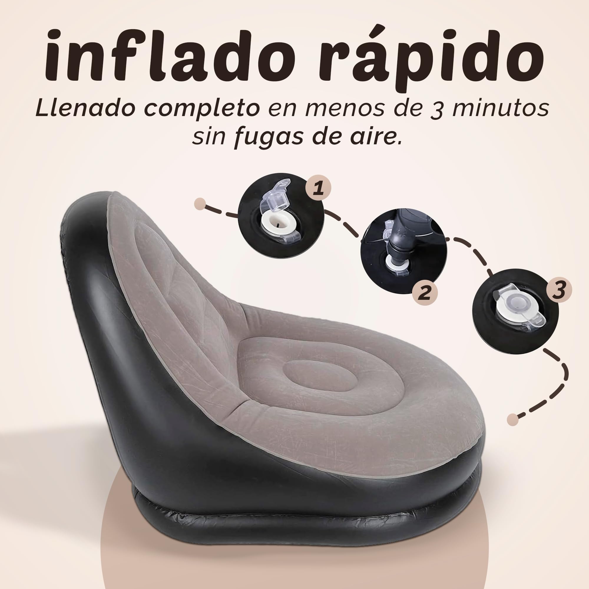 JUPPLIES Sofa Hinchable Aterciopelado para Interiores y Exteriores - Sillon Hinchable Estilo Puff con Superficie Suave y Amplio Asiento (Sofa)