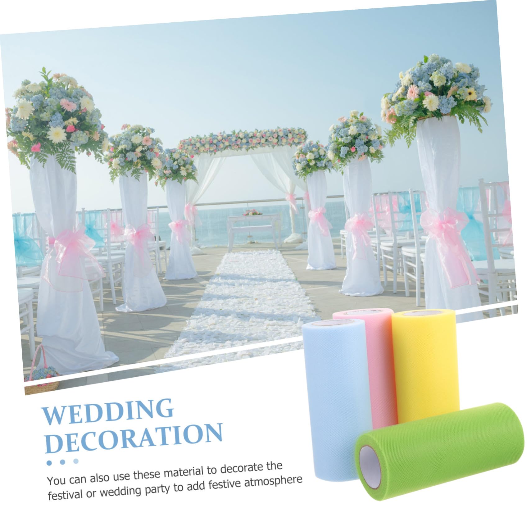 Uonlytech 5 Sätze Tüllband Pastellfarben Dekoratives Organza Material Für Diy Hochzeiten Partys Und Bastelprojekte Einfache Handhabung Und Vielseitige Verwendung 4 Rollen * 5