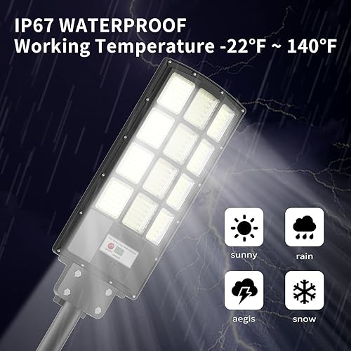 Miniatura 6 de Luz solar de calle para exteriores, 800 W, 100000 lm, sensor de movimiento, luces de inundación IP67 impermeables para estacionamiento, patio,