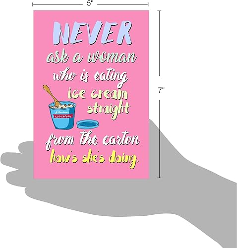 Miniatura 6 de NobleWorks, Cartón de helado  Tarjeta divertida para mujer, para sentirse mejor, tarjeta rosa de recuperación para esposa, mamá, mujer, C3228FBG