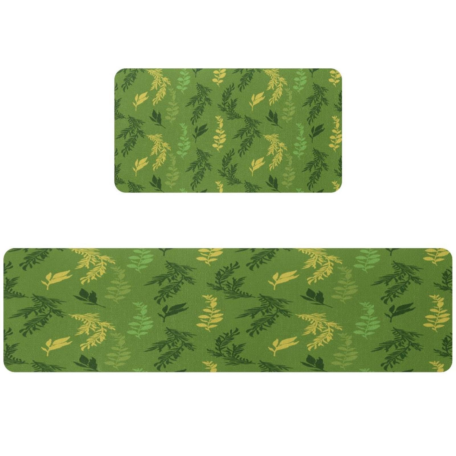 Lot de 2 tapis de cuisine motifs feuilles absorbants et antidérapants