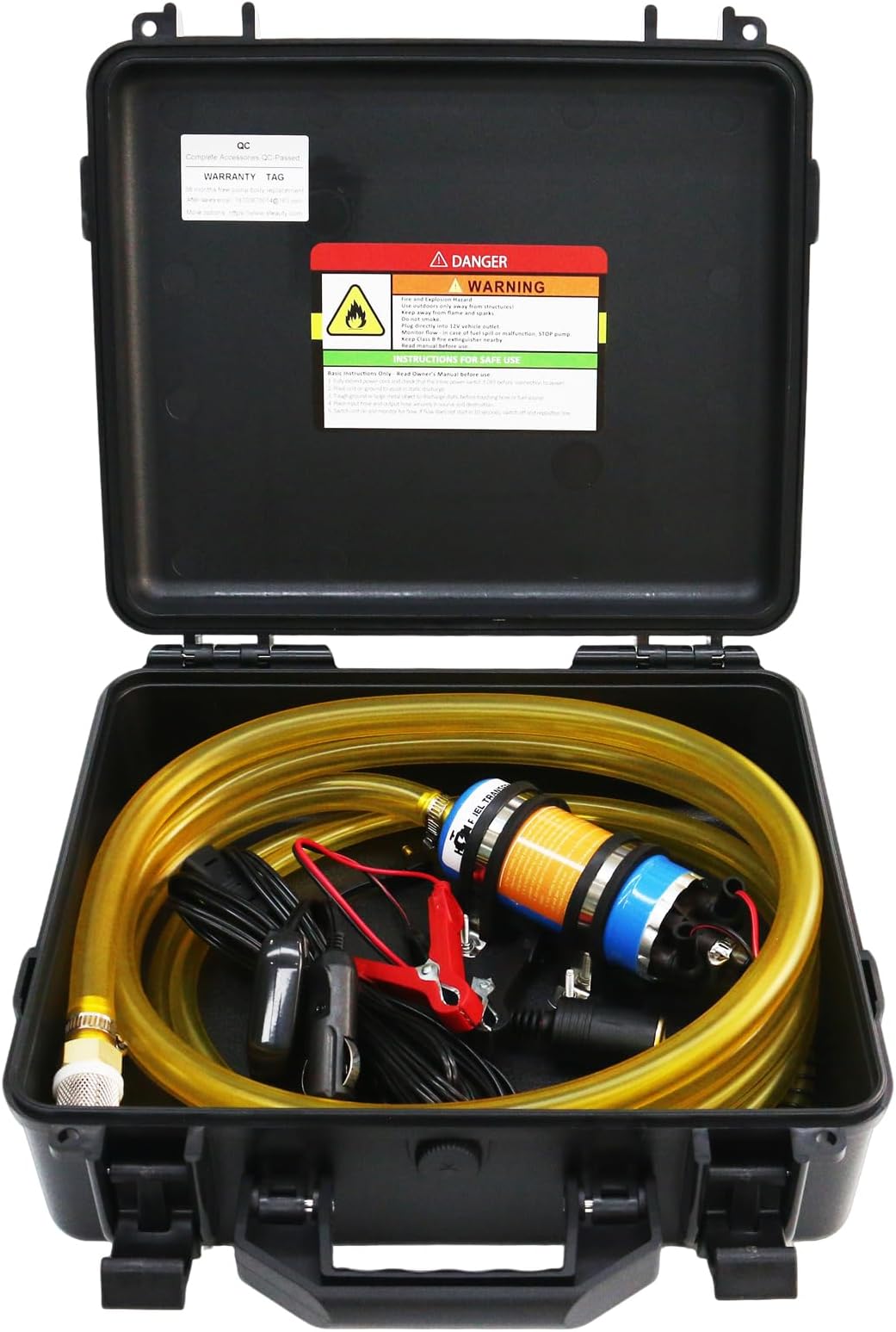 Steauty 12V External Inline Fuel Transfer Pump Set, Electric Fuel Pump 100GPH High Flow, Portable Gasoline Transfer Pump Universal for Vehicles, Boats, RVs, Equipment, Gasoline, Diesel (12V-Set)