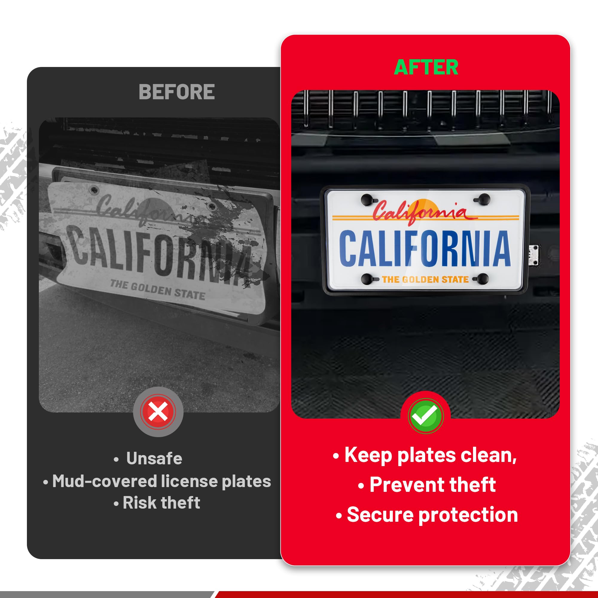 RED WOLF Clear License Plate Protectors - Pack Of 2, Heavy Duty Acrylic, Universal Fit For US/Canada Plates - View #6