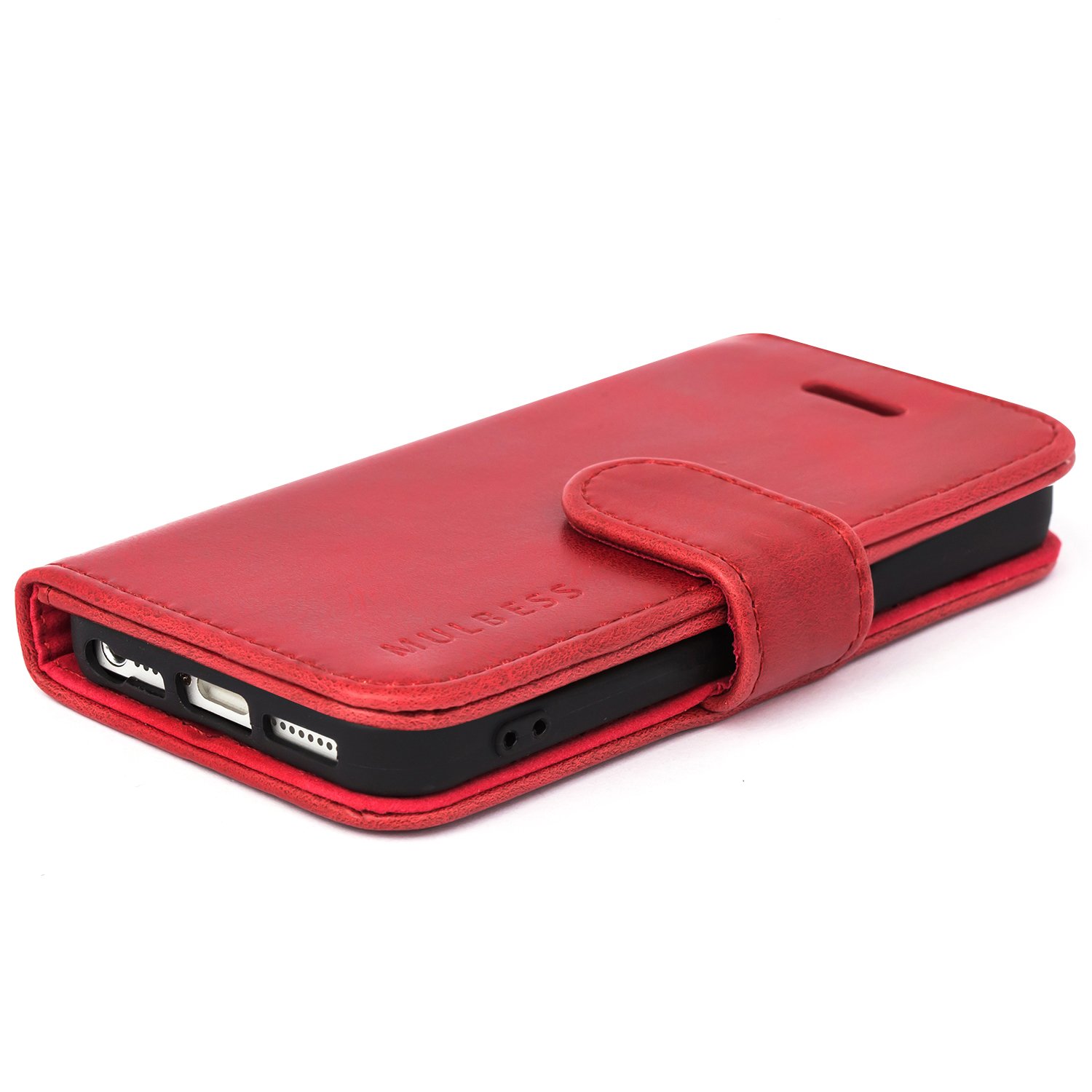 Mulbess Cover per iPhone 5s / 5 / iPhone SE 2016, Interno TPU Antiurto, Custodia a Libretto, Fessura Carte, Supporto Stand, Elegante Vino Rosso