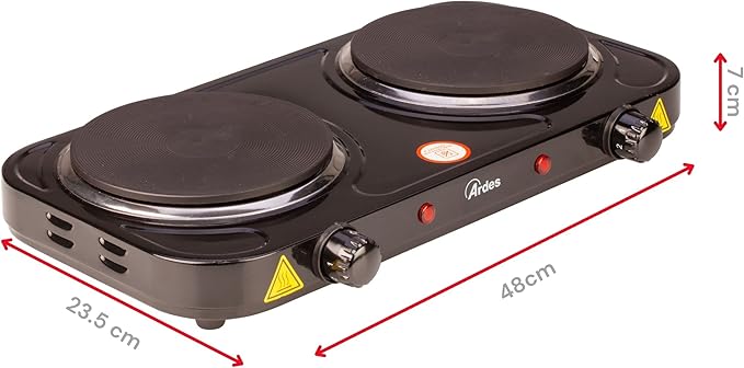 Estufa Eléctrica Portátil de 2 Puestos con 2 Placas de Hierro Fundido miniatura 3