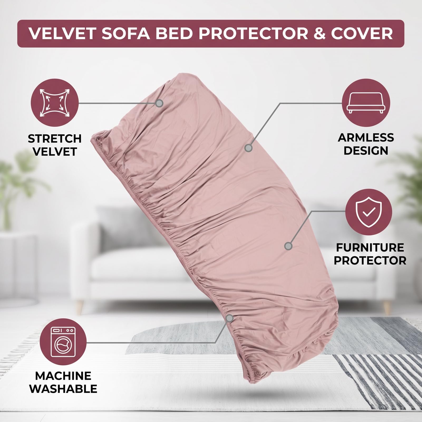Funda de sofá sin Brazos Funda de Terciopelo Elástica de