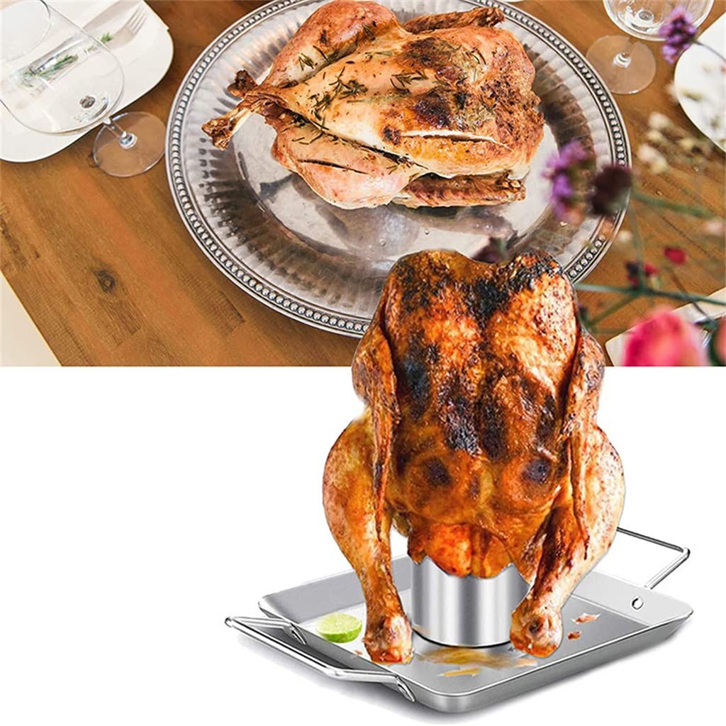 ADITAM KANBUN Portabottiglie per Birra e Vino per Barbecue in Acciaio Inossidabile con lattina di Birra Griglia per teglia per Barbecue Double The Comfort