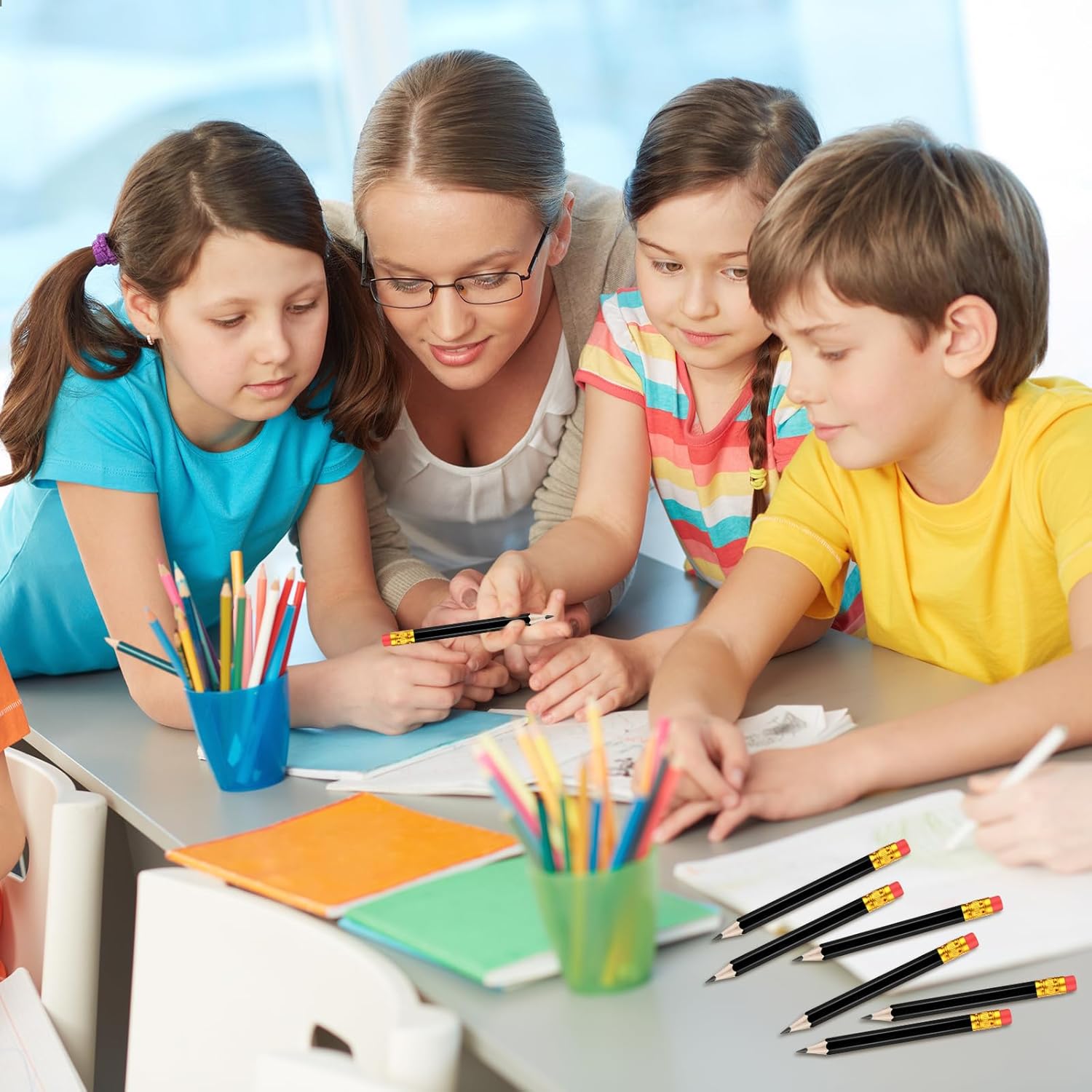 Chivao 600 Pieces Golf Mini Pencils Bulk with Eraser Shoebox Size #2 HB Golf Short Pre Sharpened Pencils for Operation Christmas School Donation Party Favors Office Supplies 4 Inch(Black)