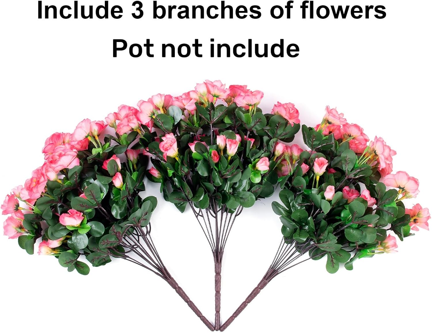 Artificial Faux Flowers Plants for Outdoor Outside Spring Decoration, Fake Silk Pink Camellia UV Resistant Realistic for Planter Pot Porch Patio Balcony Garden Yard Home Decor, 3 Large Bundles - Image 6